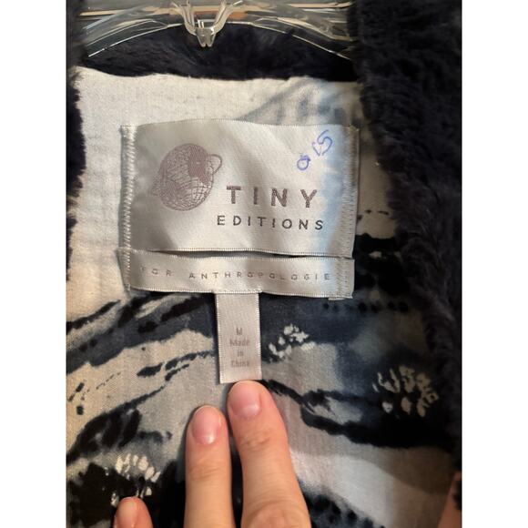 Tiny Prints for Anthropologie Navy Faux Fur Jacket - Picture 2 of 4